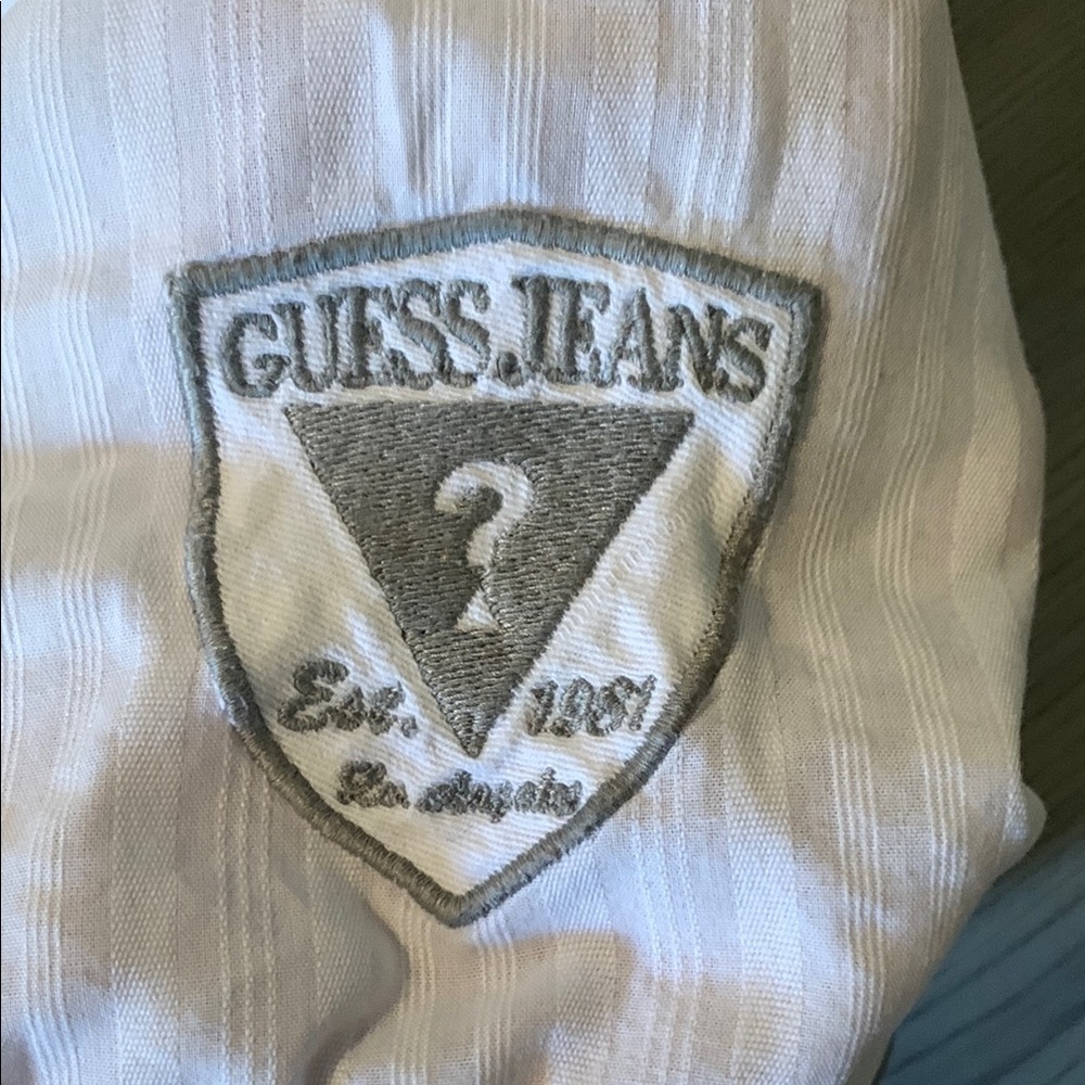 Guess White Casual Button Down Shirt Short Sleeves - Picture 3 of 5